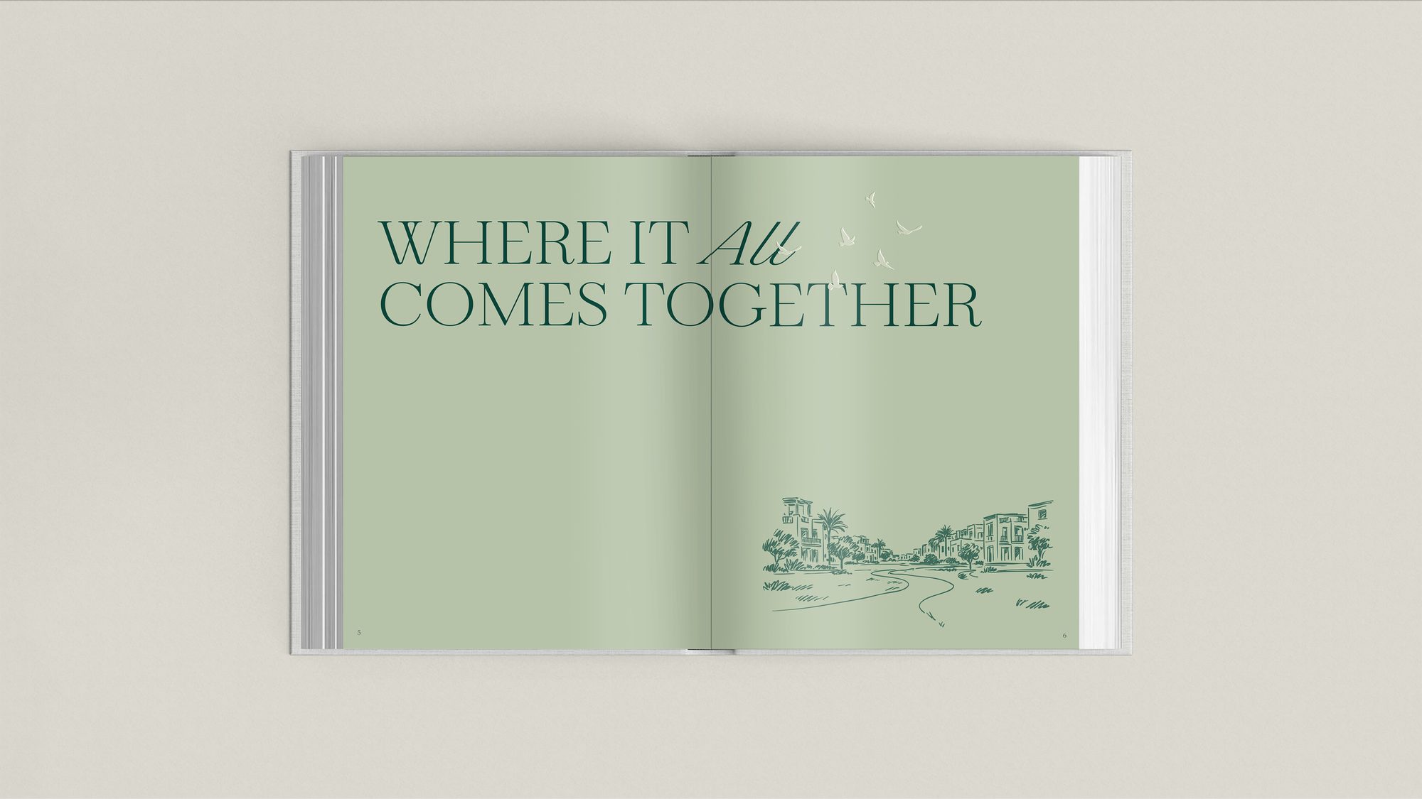 “Where it all comes together” — a Mivida Gardens brochure spread