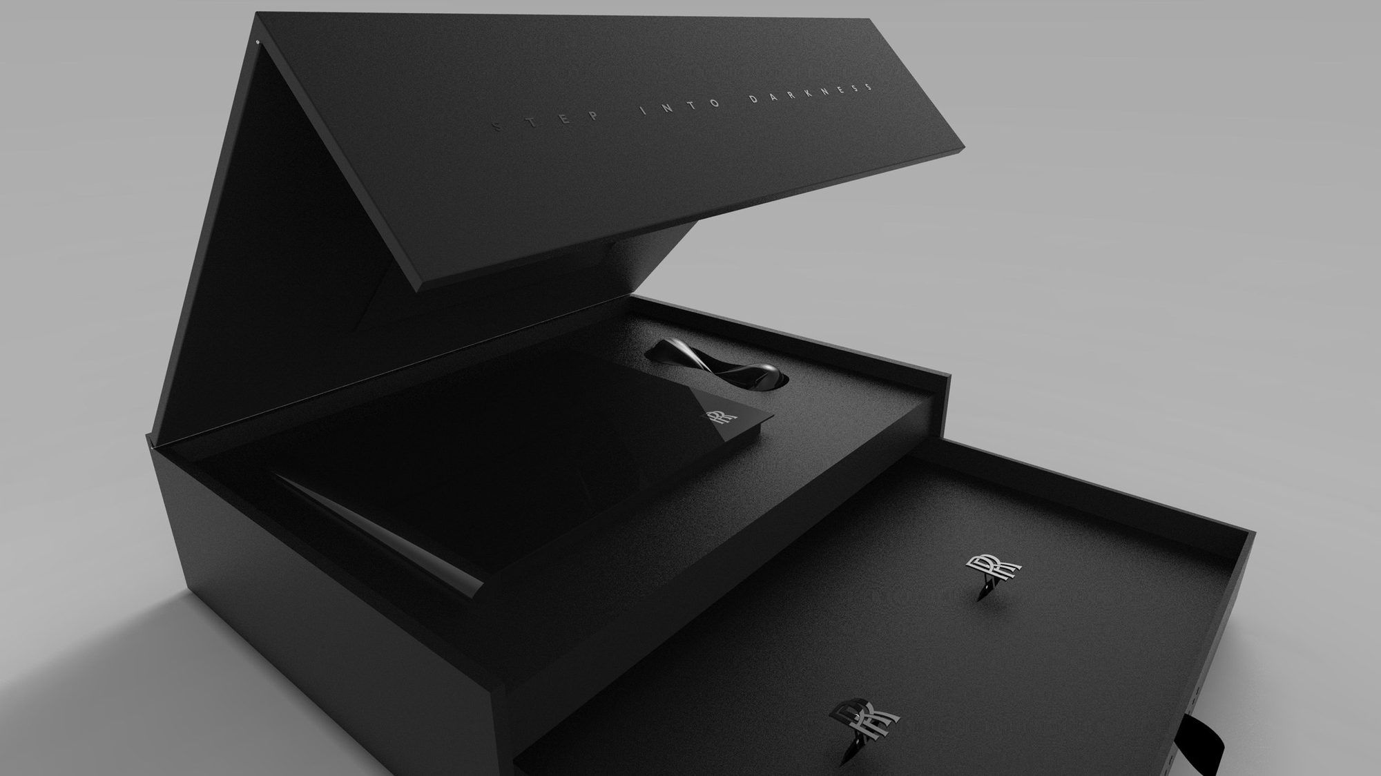 The Black Badge box opened to a starlit interior
