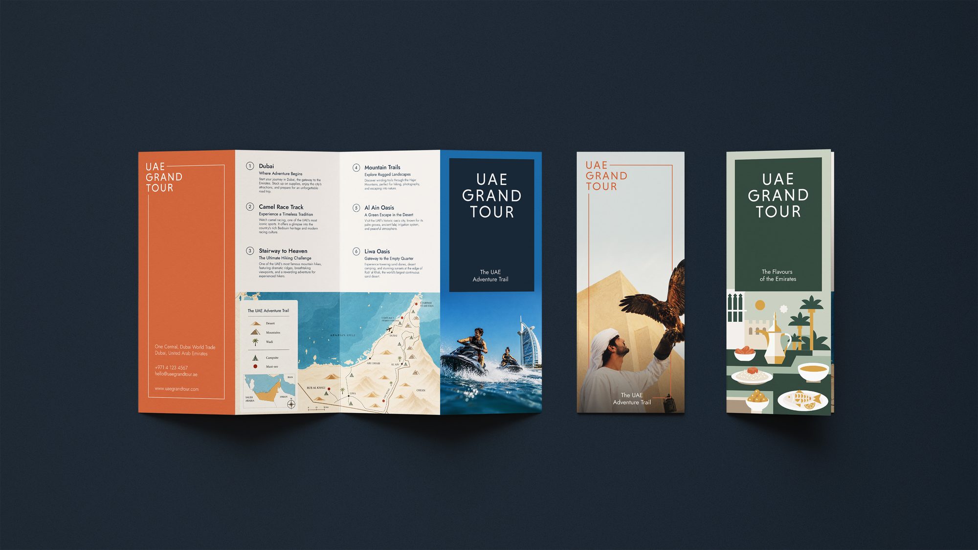 UAE Grand Tour tri-fold brochures and travel guides